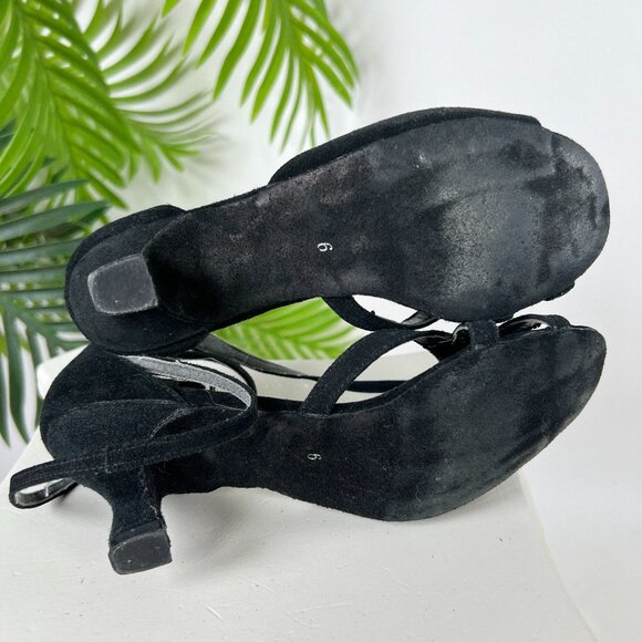 Vintage Y2K Romantic Grunge Open Toe Fairycore Leather Kitten Dance Heels / 6 - Picture 5 of 7